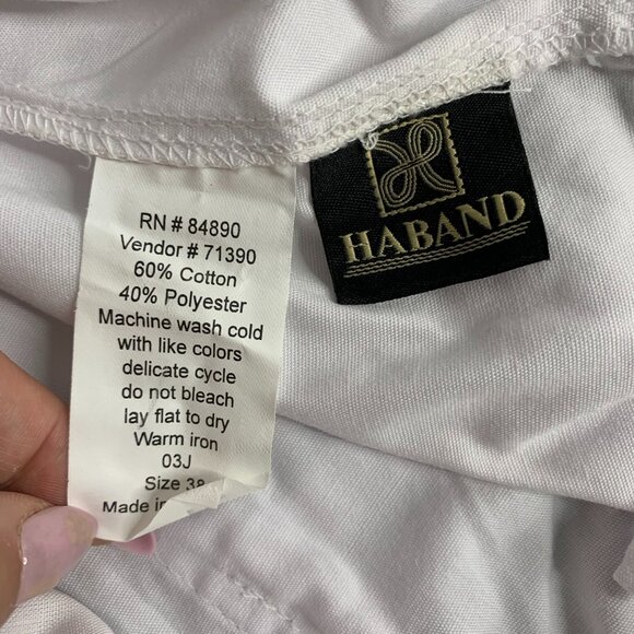 Haband Pullon Elastic Waist Shorts 38 White High Rise 7 in Pockets Button Zip - Picture 5 of 5